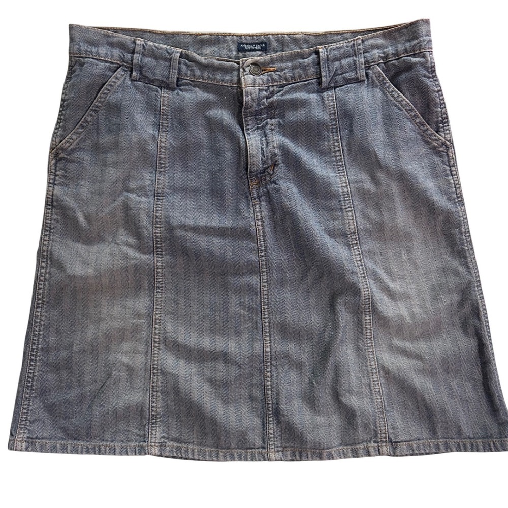 y2k american eagle denim skirt light faded stripes‎